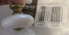 6 NEW Belwith White Ceramic Drawer Door Knobs brass center w/screws 7855552221