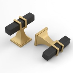 Black Gold Cabinet Hardware 2 inch T-bar Knobs Matte Finish 6 Pack