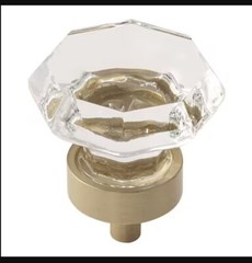 1 5/16″ Diameter Glass Knob in Golden Champagne with Clear Glass