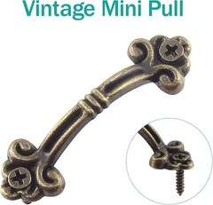20pcs Mini Vintage Drawer Pulls Bronze Zinc Alloy Handles for Cabinet Jewelry Bo