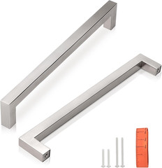 KNOBWELL 15 Pack 6-3/10″ Cabinet Handles Brushed Nickel, Euro Style Stainless St