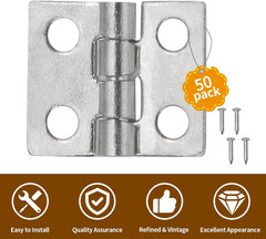 50 Pcs Mini Hinges 10 x 8 mm Silvery White Butt Hinge Miniature Hardware 180 De