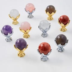 Natural Stone Brass Furniture Knobs Round Ball Shape Cabinet Drawer Knobs