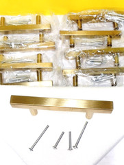 10 Pack Gold Cabinet Handles 3 Inch Brushed Brass Drawer Pulls Brass Handles for