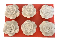 New Jaipur Market Black Rose Ceramic Drawer Pull Knobs Set Of 6 Approx. 2.25” W