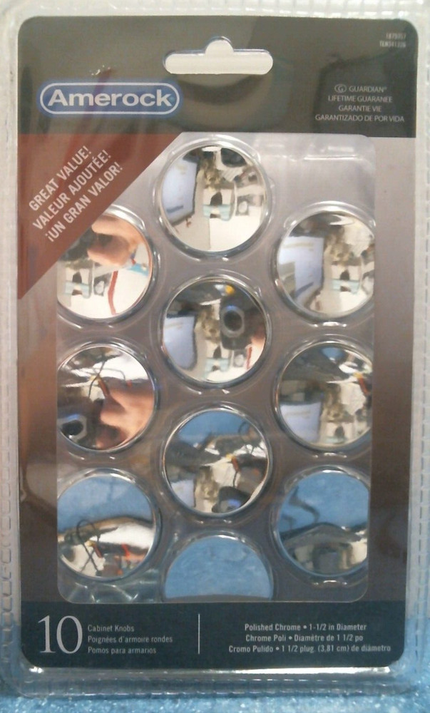 Amerock Polished Chrome Cabinet Knobs 1- pk. 1-1/2″ Diameter (1875357) FS