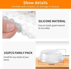 192Pcs Cabinet Door Bumpers Clear Self 192 PCS ½
