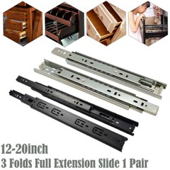 1 Pair Ball Bearing Slide Rail Extension Cabinet Drawer Runners Slider 10-20inch