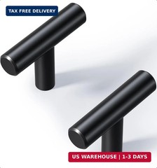 Veise 10 Pack Cabinet Knobs, 2 Inch Matte Black Stainless Steel Single Hole Kitc