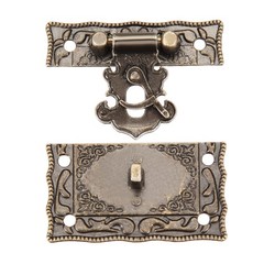 Wood Case Chest Box Rectangle Clasp Closure Hasp Latches Bronze Tone 51 x 42mm