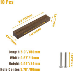 10PCS Wooden Simple Drawer Handles, 3.78″ Hole Centers Cabinet Pulls Rectangle