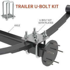 Square U-Bolt Kit for Boat Trailer Mounting Axle Leaf Springs 2″ W x 5″ L