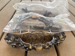 3 Vintage Amerock Carriage House Drawer Cabinet Pull Handles & Backplates NIP