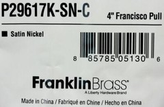 Franklin Brass P29617K-SN-C 4 inch Center To Center Francisco Cabinet Pull