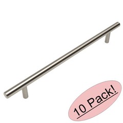 *10 Pack* Slim Line 3/8″ Diameter Cosmas Satin Nickel Euro Bar Pull 404-224SN