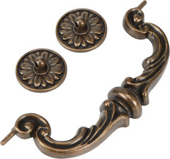 4Pcs Vintage Drop Bail Pull Handles- 6 Inch Hole Center Antique Bronze Cabinet