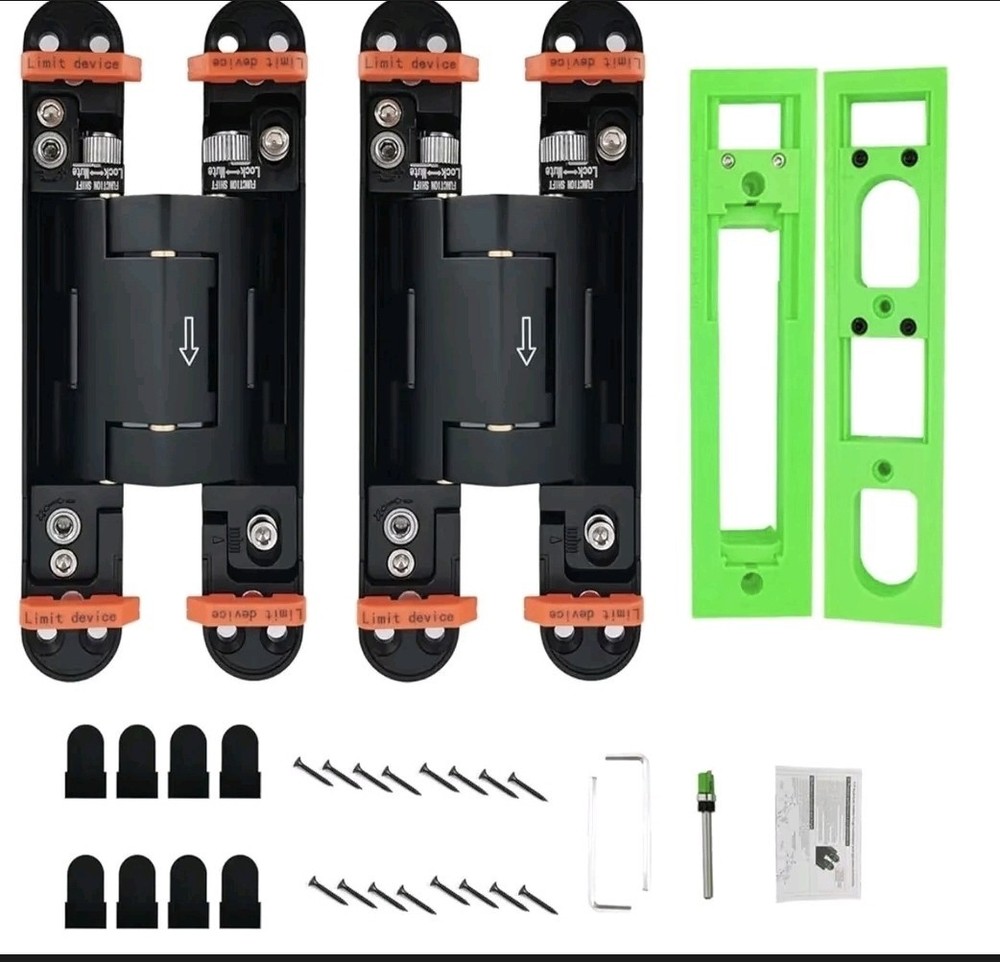 2 PCS Hidden Door Hinge 7-Inch Adjustable Hydraulic Self-Closing Hidden Hinge