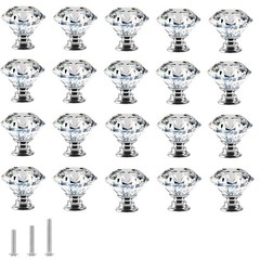20pcs 30mm Crystal Glass Knobs Door Drawer Wardrobe Pull Knob Diamond Shaped …