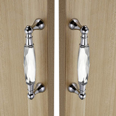Pack of 2 Crystal Cabinet Handles Pulls, Chrome Silver Glass Handle Decorative D