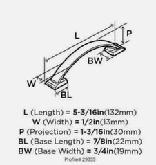 Amerock Candler Collection Pull Antique Silver3-3/4″ 96 MM BP29355AS, 10 Per Box