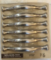 Chapter Cabinet Handle Pulls Satin Nickel Finish Set of 6 Silver MPN 2000124