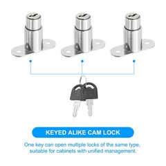 4Pcs 1-1/2″x3/4″ Drawer Desk Cabinet Push Plunger Lock, Keyed Alike