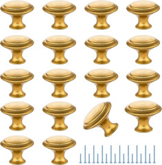 18 Pack Gold Cabinet Drawer Hardware 30mm Kitchen Cabinet Knobs Drawer Pulls wit