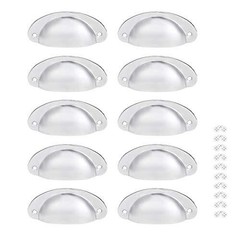 10 Pack Silver Cabinet Pulls Vintage Farmhouse Knobs for Dresser Cupboard
