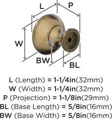 | Cabinet Knob | Burnished Brass | 1-1/4 Inch (32 Mm) Diameter | Edona | Drawer