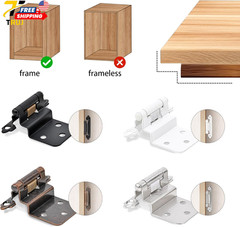 50 Pack 25 Pairs 3/8″ Inset Cabinet Door Hinges White Offset Self Closing Hinges