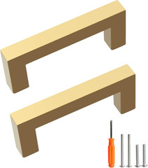 Cabinet Pulls Gold Cabinet Handles Square Drawer Pulls, 40 Pack 3 Inch Stainless