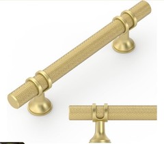 Amerdeco 10 Pack Brushed Gold Cabinet Pulls 5.9 Inch (3-3/4 Inch Hole Center)