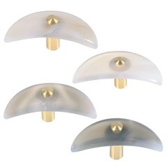 4 PCS Moon Shape Natural Agate Slice Crystal Cabinet Knobs Screws Drawer Pull