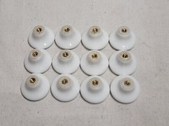 12 Porcelain Drawer/Cabinet Knobs – White – No screws – 1″ x 1.25″