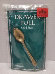 Vintage Solid Brass Spoon Shaped Drawer Cabinet Pull 4.75″ Pier 1 NOS