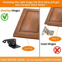 Cabinet Hinges Overlay Kitchen Door Hinges Self Close Face Mount Cupboard Black