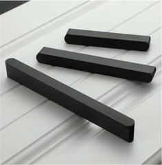 Brushed Brass Modern Wardrobe Closet Handles Black Drawer Pulls Cupboard Knobs