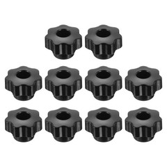10pcs 7-Star Knob M4 Thread 25mm Head Through Hole Brass Insert Handle Black
