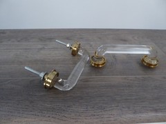 Metallic Gold Metal & Glass Handle Drawer Pull Sleek Modern Elegant Simple Pull