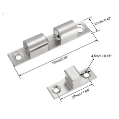 uxcell 10pcs Cabinet Door Closet Brass Double Ball Catch 70mm 10pcs, Silver