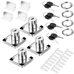 Kitmose 4 Pack Cabinet Drawer Locks with Keys, Keyed Alike One Size, Silver