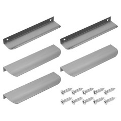 5 Pack 5.91″ Edge Finger Pulls, Aluminum Concealed Tab Pulls, Grey