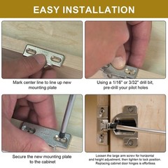 Hinge Mounting Plate Replacement for Blum 1 5/8″ Overlay 110 Degree Compact 3…