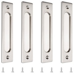 4 PCS 180mm Rectangular Recessed Sliding Door Handle Brushed Steel Flush