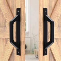 Aluminum Alloy Black Iron Barn Door Handles 2PCS for Indoor Outdoor Use