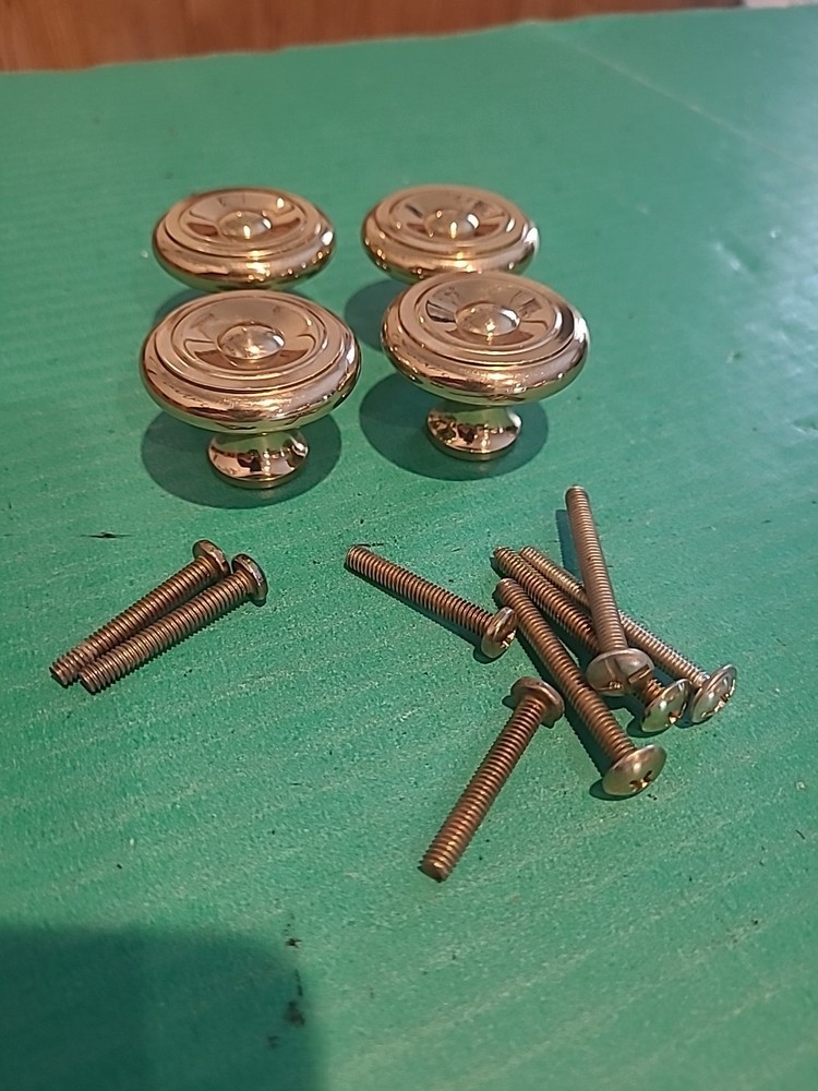 Lot of 4 Large Solid Brass Bullseye Door Drawer Cabinet Knob Pulls 1-1/2″