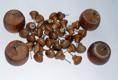 32 Finished Wood Knobs 1.25″ + 4 Pedestal Blocks Furniture DIY Lot