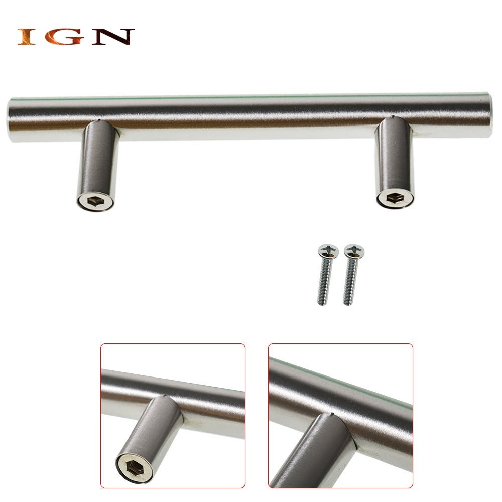30pcs Cabinet Kitchen Door Brushed Stainless Steel T Hollow Furniture Handle