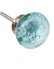 Classy Aqua Blue Clear Glass Round Ball Cabinet Door Knobs Hardware Pulls Set 9