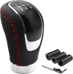 5 Speed Shift Knob, Weighted Manual Gear Shfter Knobs, Leath Color: Black/Red